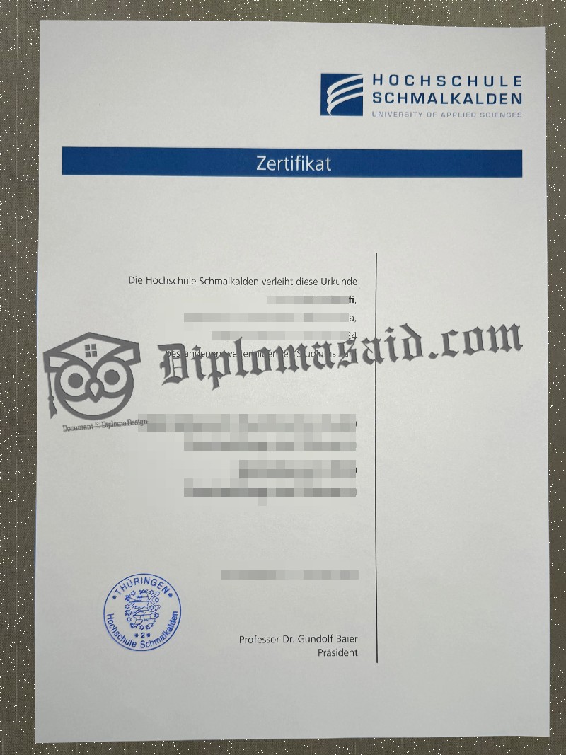 Hochschule Schmalkalden Zertifikat, Hochschule Schmalkalden Certificate Hochschule Schmalkalden Zertifikat, Hochschule Schmalkalden Certificate