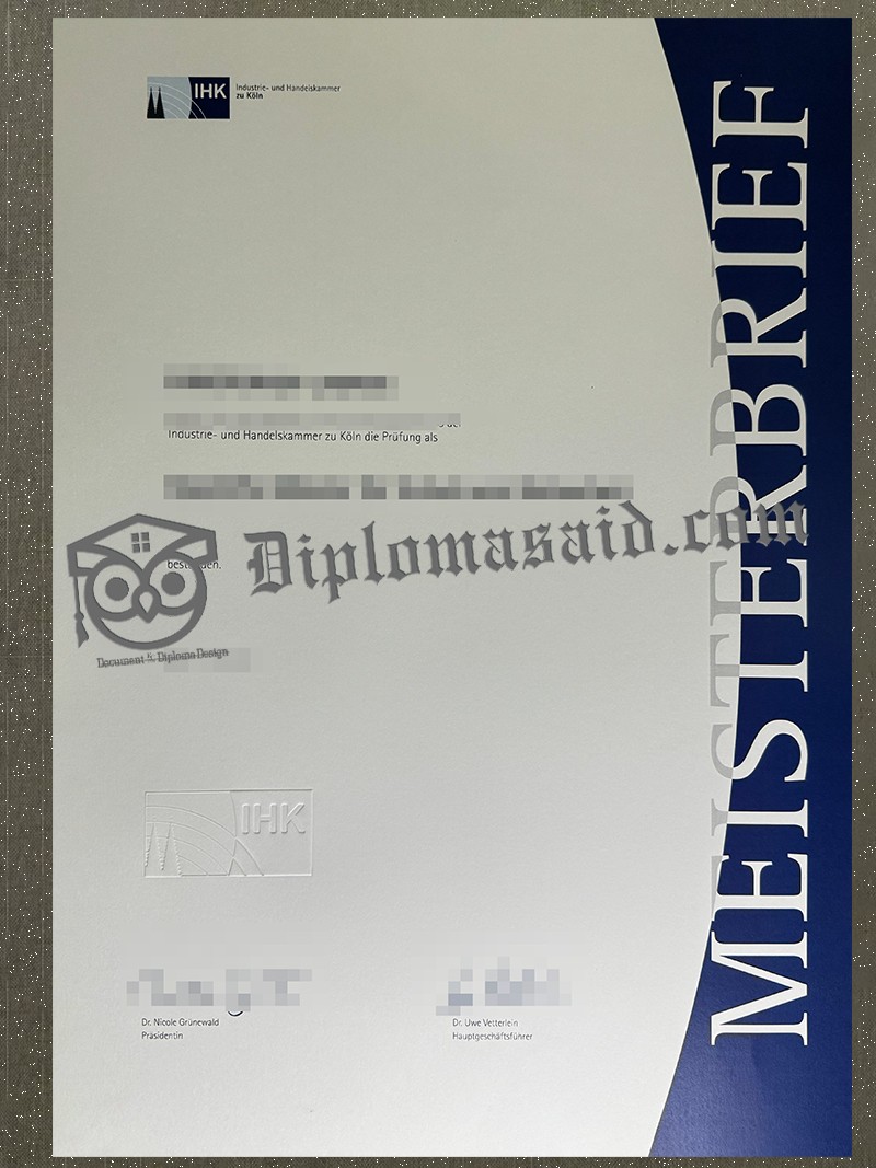 IHK Köln Urkunde, IHK Köln Degree IHK Köln Urkunde, IHK Köln Degree