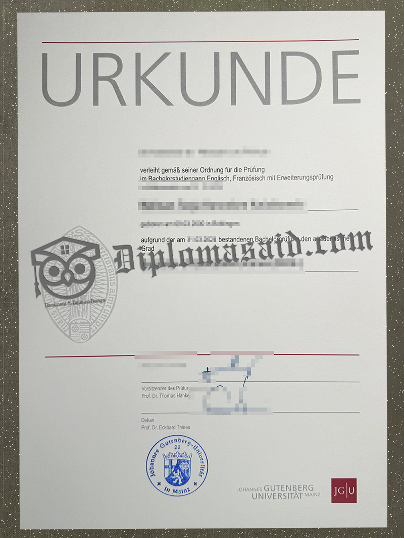 Johannes Gutenberg-Universität Mainz Urkunde, Johannes Gutenberg-Universität Mainz Degree Johannes Gutenberg-Universität Mainz Urkunde, Johannes Gutenberg-Universität Mainz Degree
