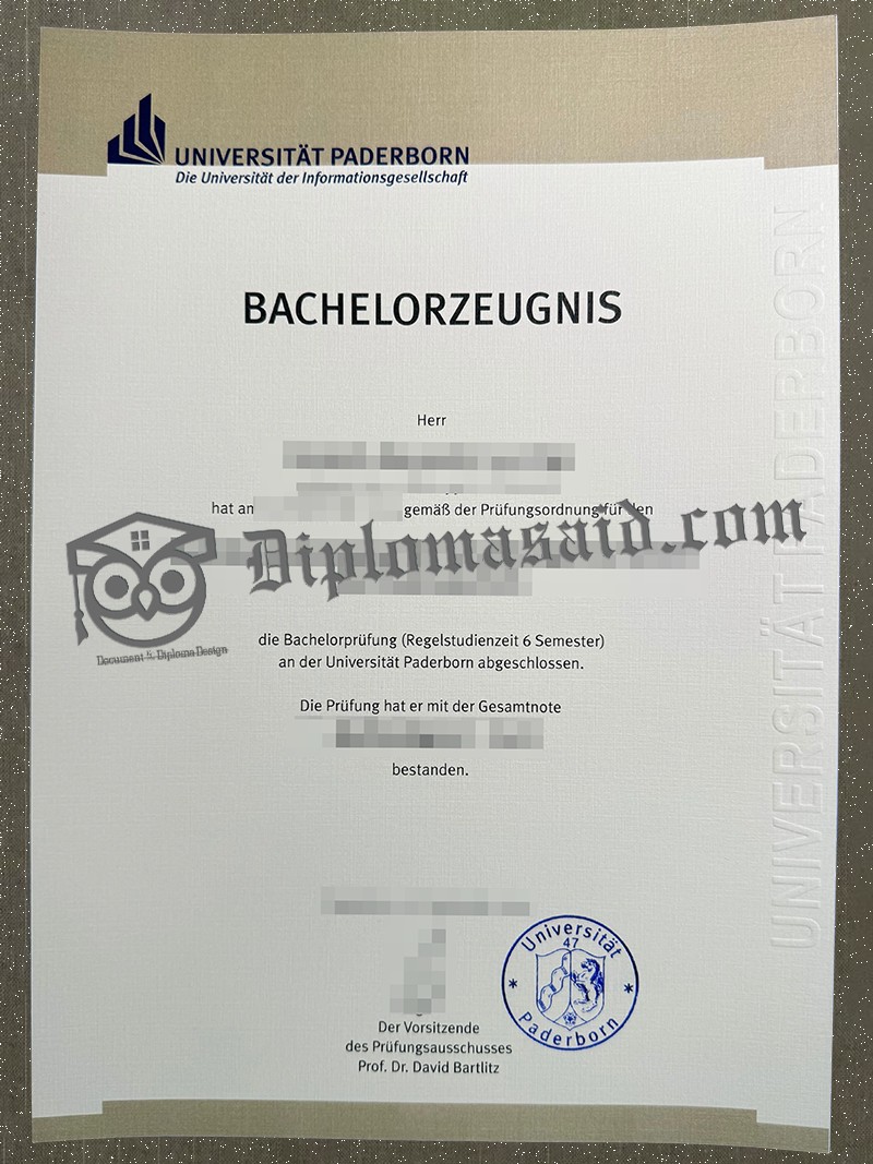 Paderborn University Urkunde, Paderborn University Degree Paderborn University Urkunde, Paderborn University Degree