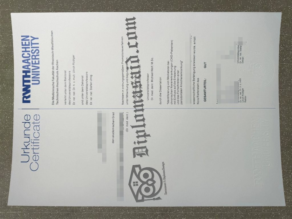 RWTH Aachen University Urkunde, RWTH Aachen University Degree