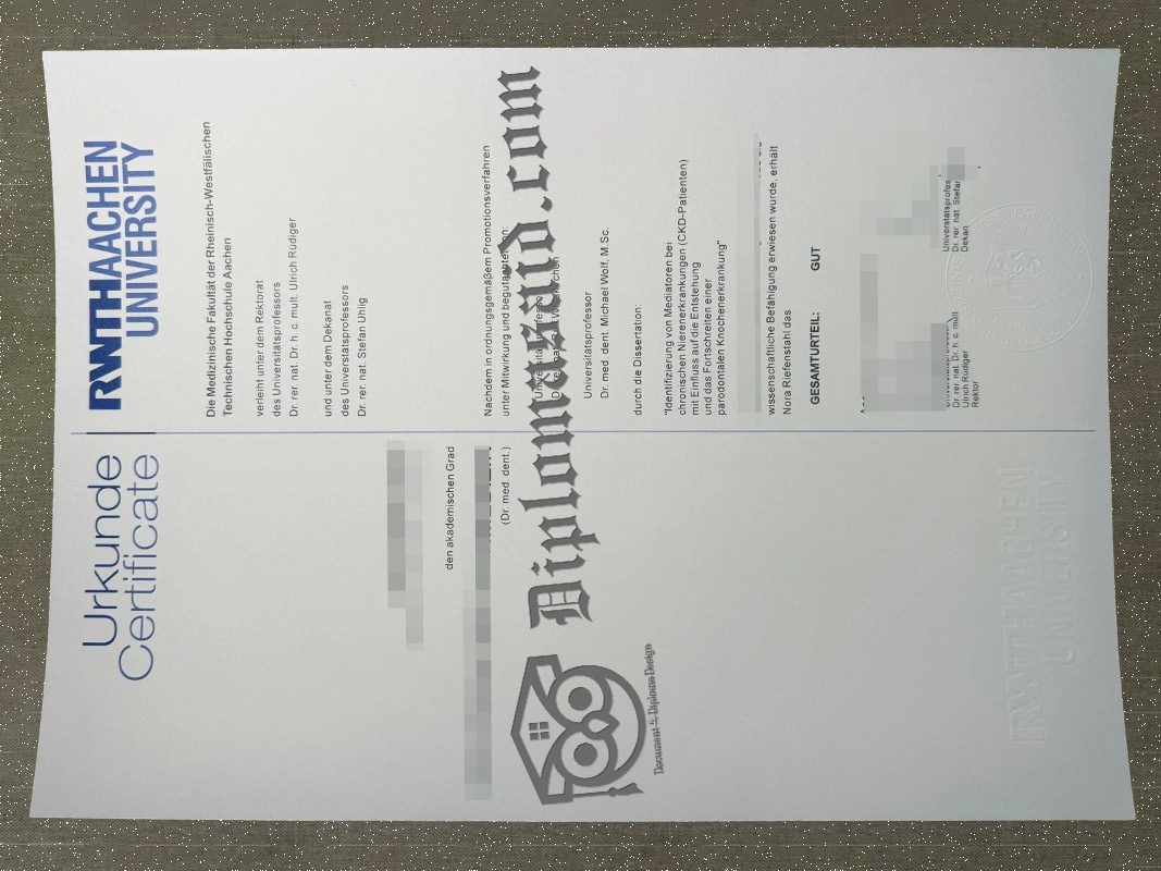RWTH Aachen University Urkunde, RWTH Aachen University Degree