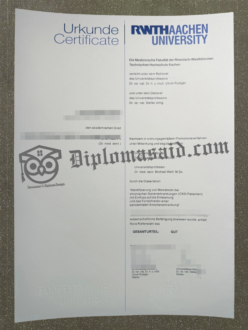RWTH Aachen University Urkunde, RWTH Aachen University Degree RWTH Aachen University Urkunde, RWTH Aachen University Degree