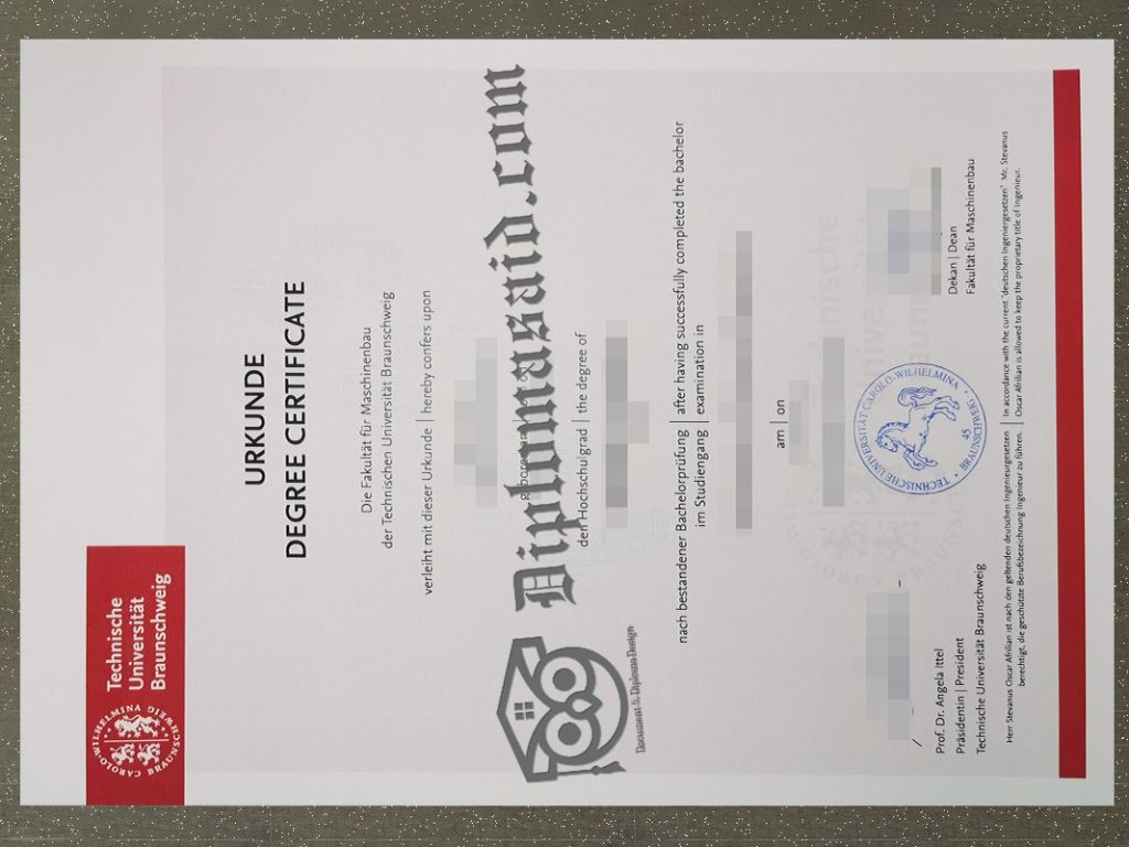 Technische Universität Braunschweig Urkunde, Technische Universität Braunschweig Degree