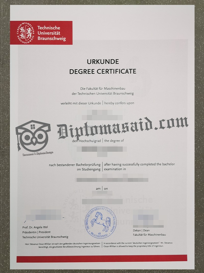 Technische Universität Braunschweig Urkunde, Technische Universität Braunschweig Degree Technische Universität Braunschweig Urkunde, Technische Universität Braunschweig Degree