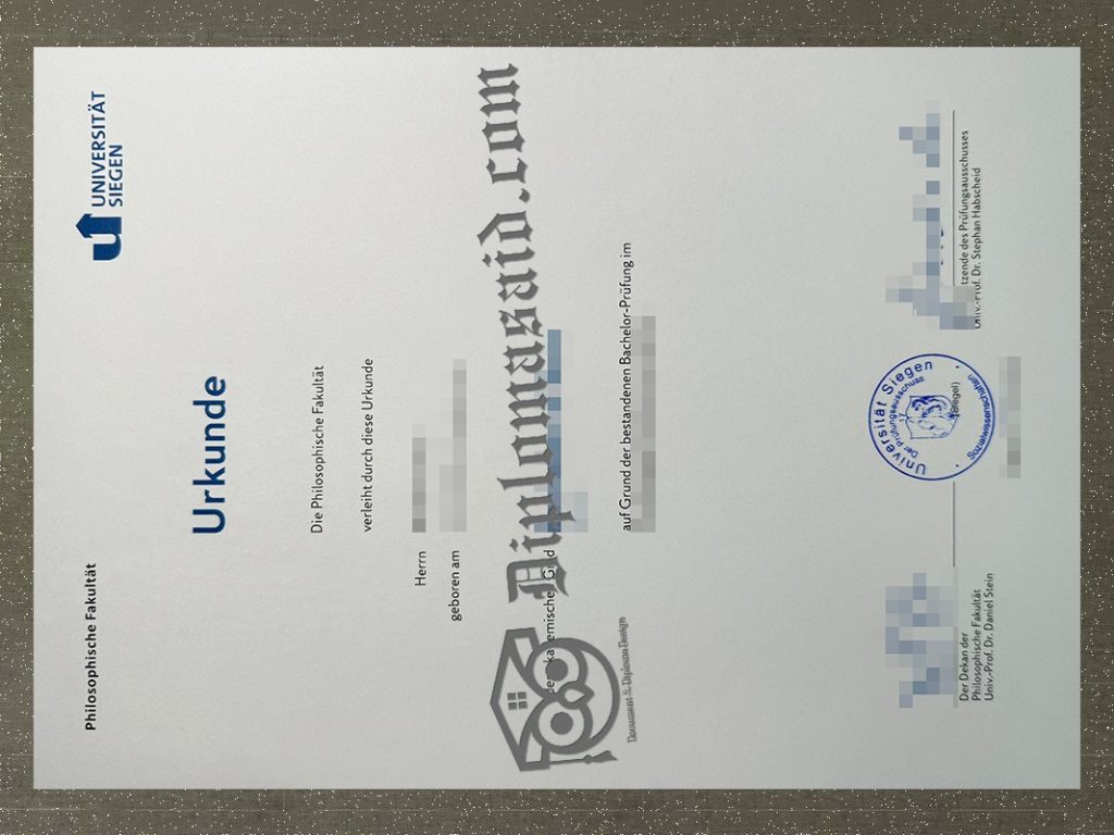 Universität Siegen Urkunde, Universität Siegen Degree