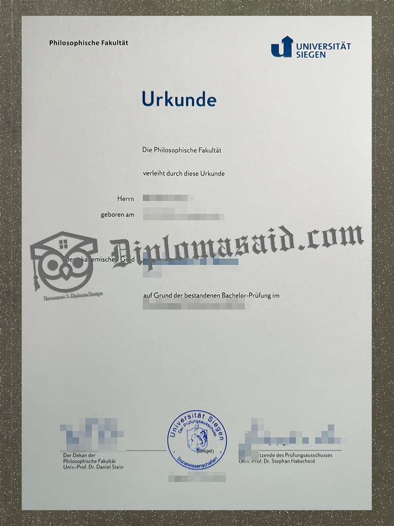 Universität Siegen Urkunde, Universität Siegen Degree Universität Siegen Urkunde, Universität Siegen Degree