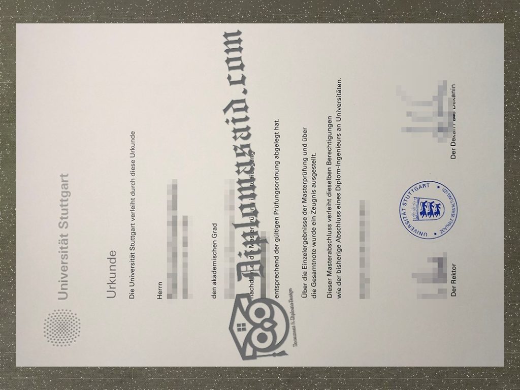 Universität Stuttgart Urkunde, Universität Stuttgart Degree