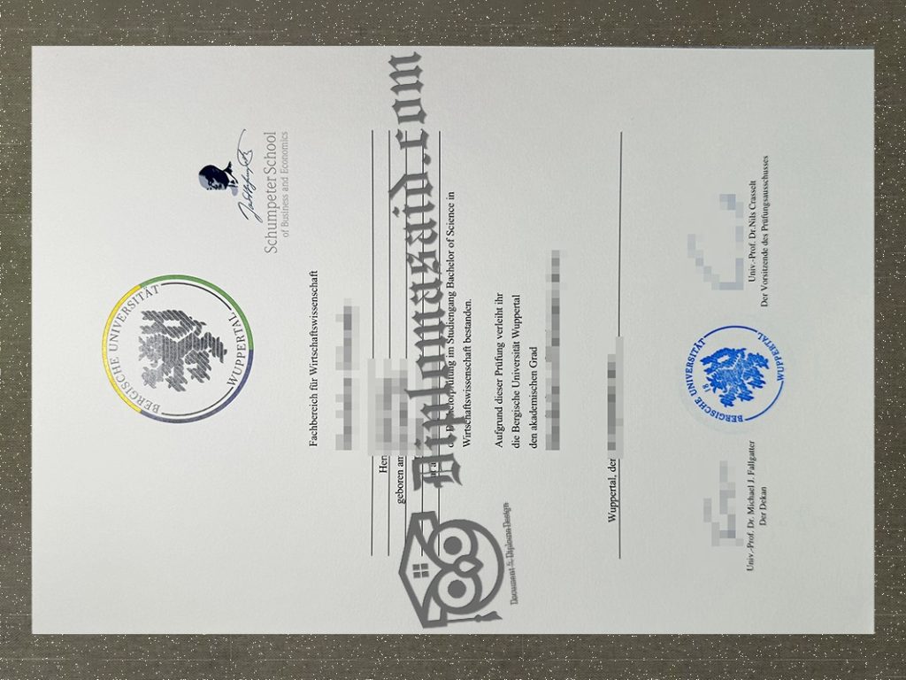 University of Wuppertal Urkunde, University of Wuppertal Degree