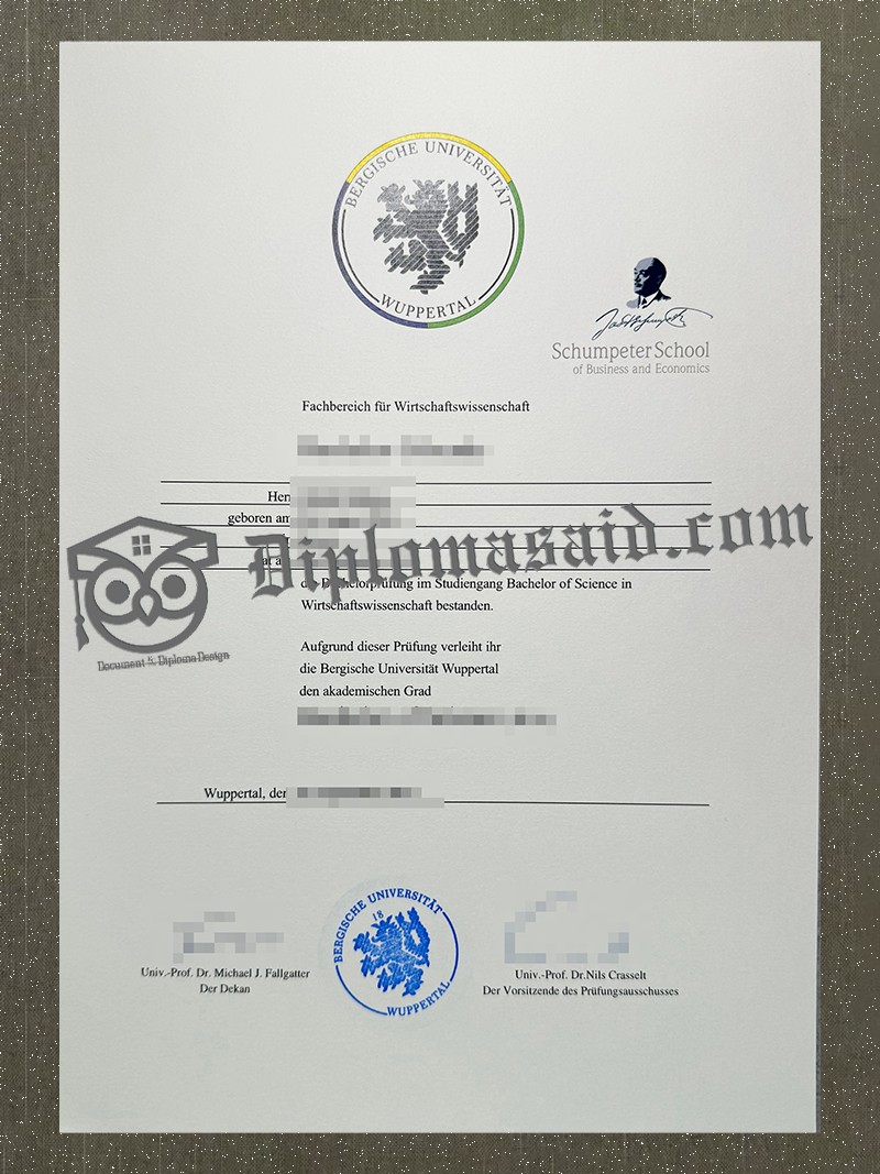 University of Wuppertal Urkunde, University of Wuppertal Degree University of Wuppertal Urkunde, University of Wuppertal Degree