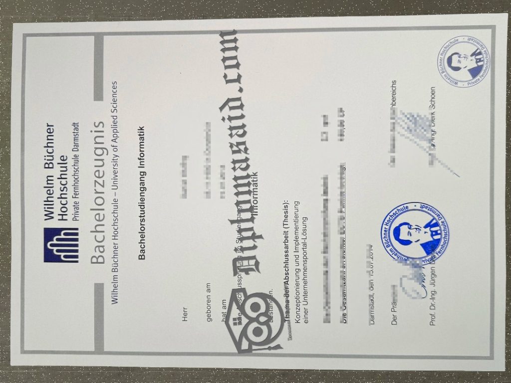 Wilhelm Büchner Hochschule Zeugnis, Wilhelm Büchner Hochschule Degree