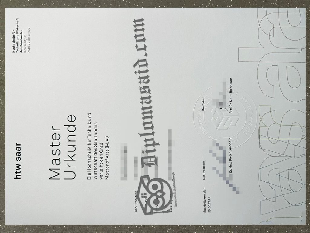 htw saar Urkunde, htw saar Degree